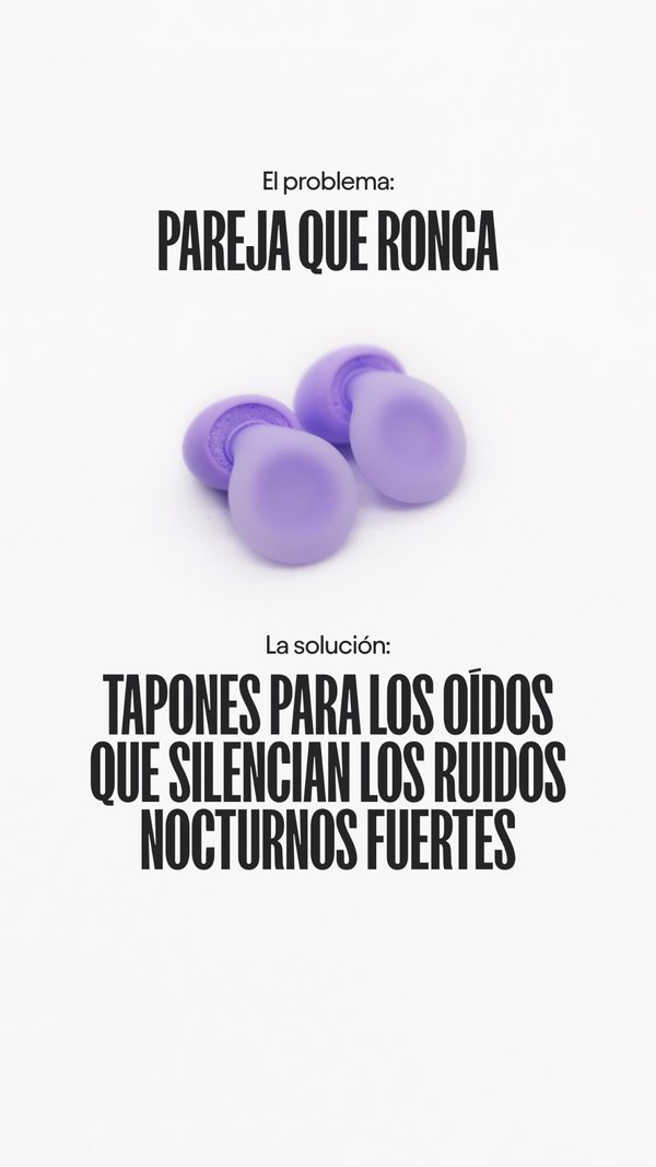 Anuncio de gadgets: tapones para los oídos con el formato problema y solución